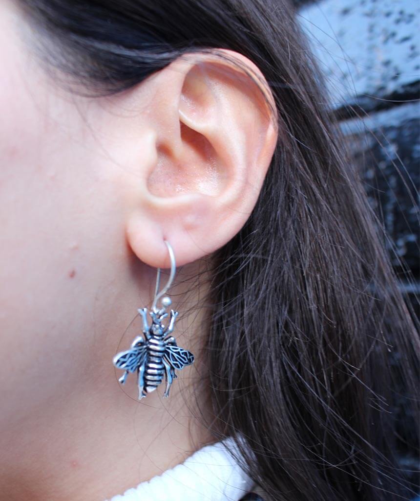 Silver Bee Earrings