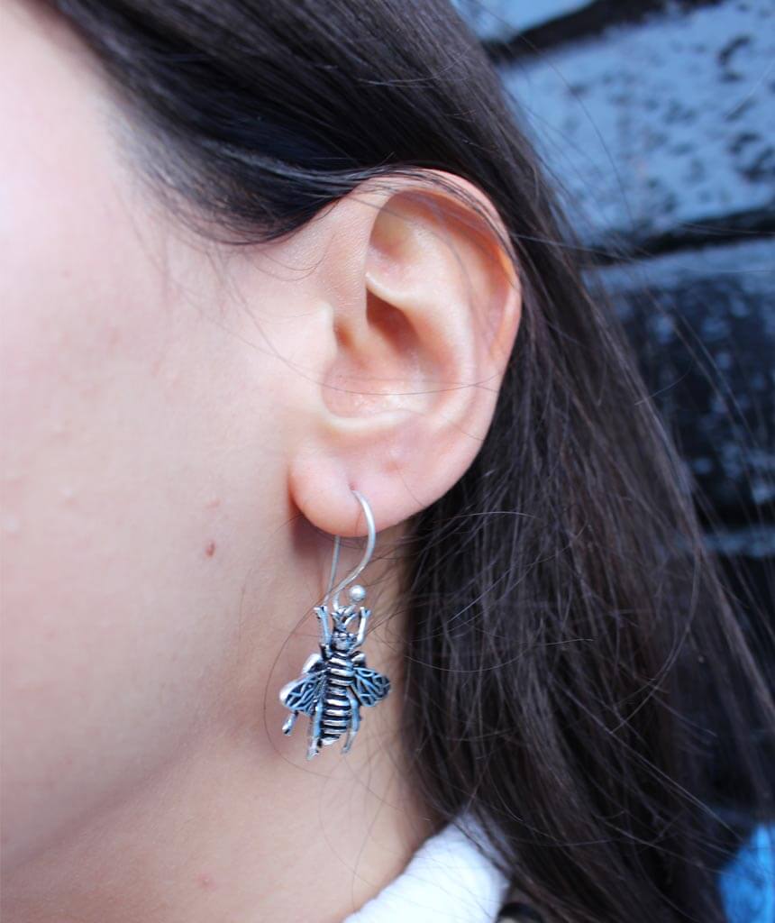 Silver Bee Earrings