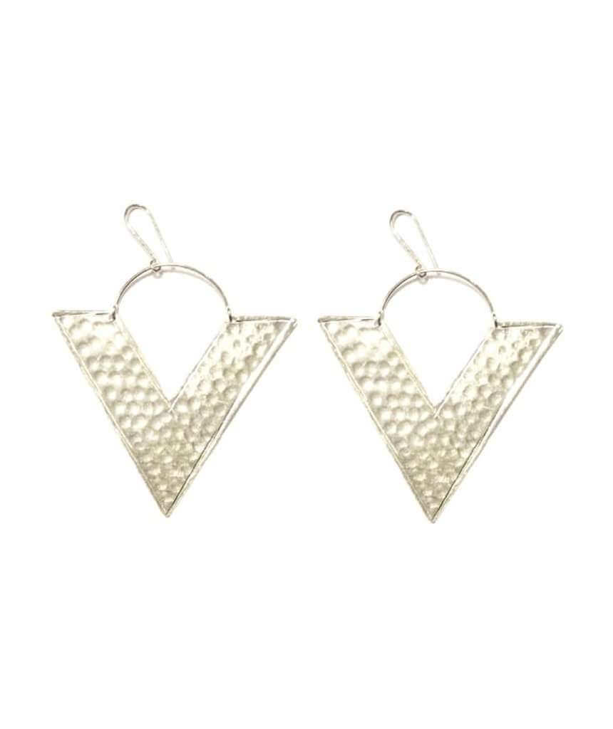 SIlver Big Triangle Earrings