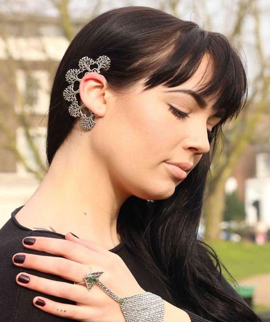 Silver Boho Tree Earcuff