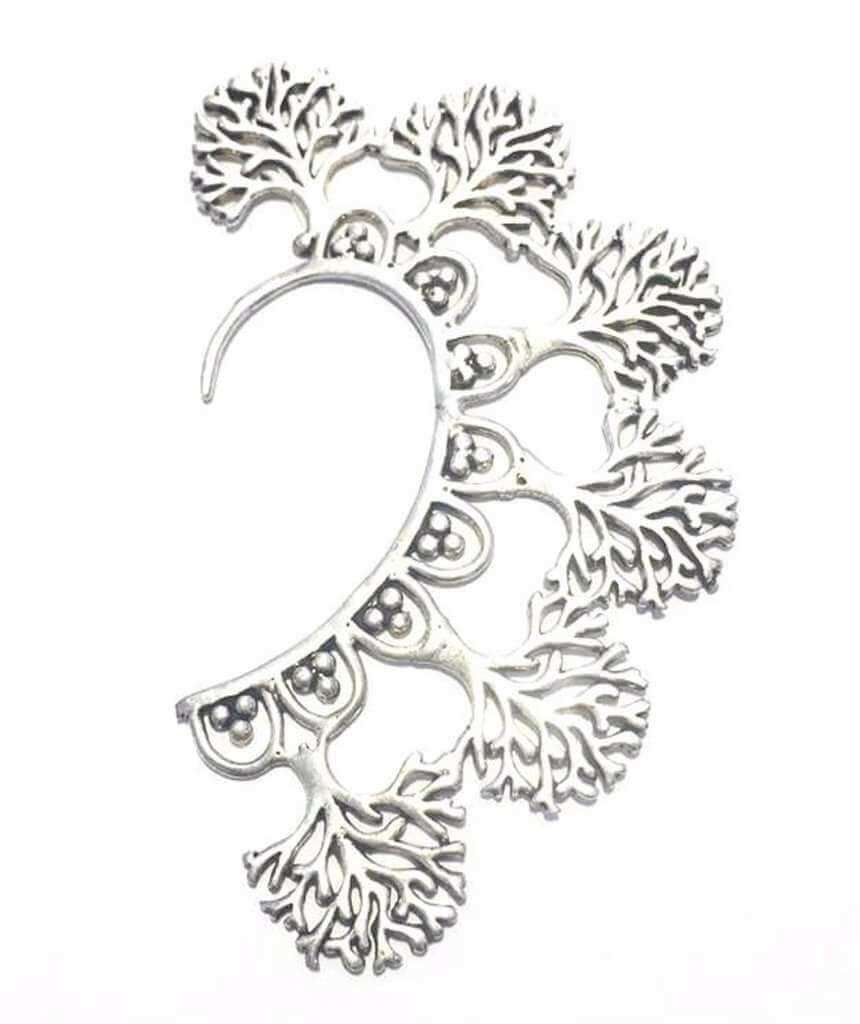 Silver Boho Tree Earcuff
