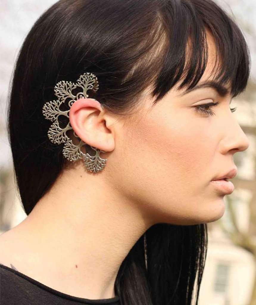 Silver Boho Tree Earcuff