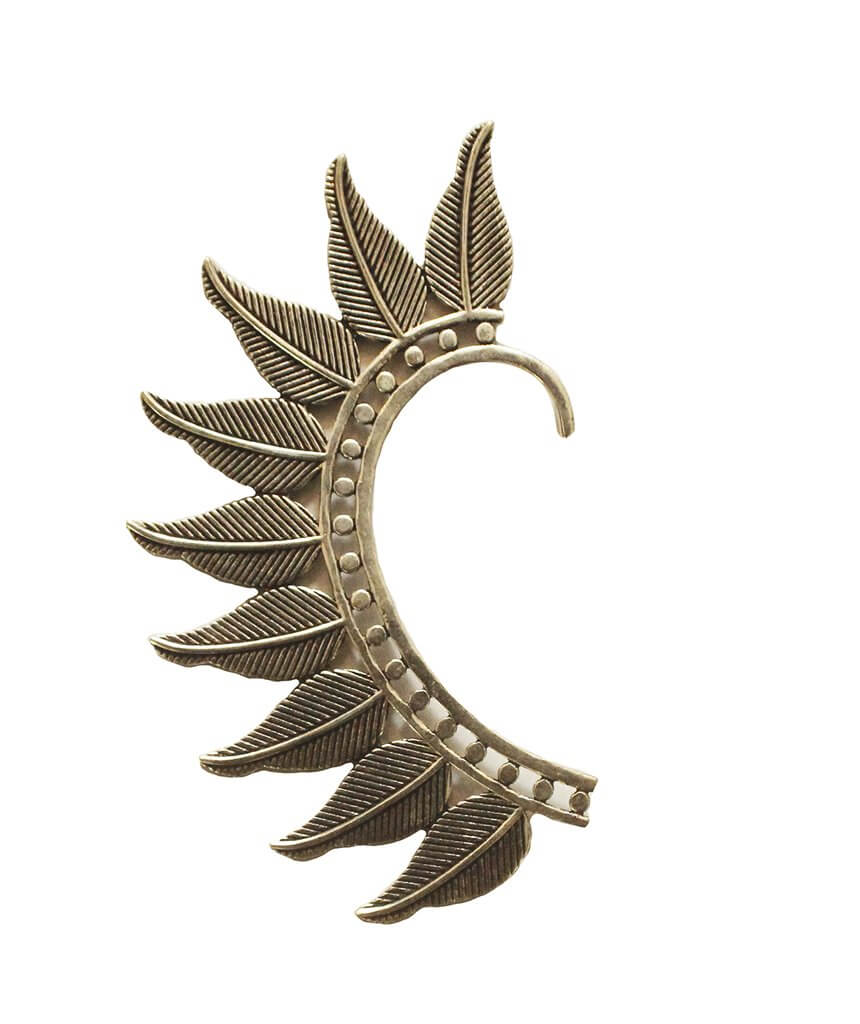 Silver Bold Boho Leaf Earcuff