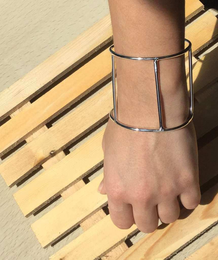 Silver Cage Cuff Bracelet