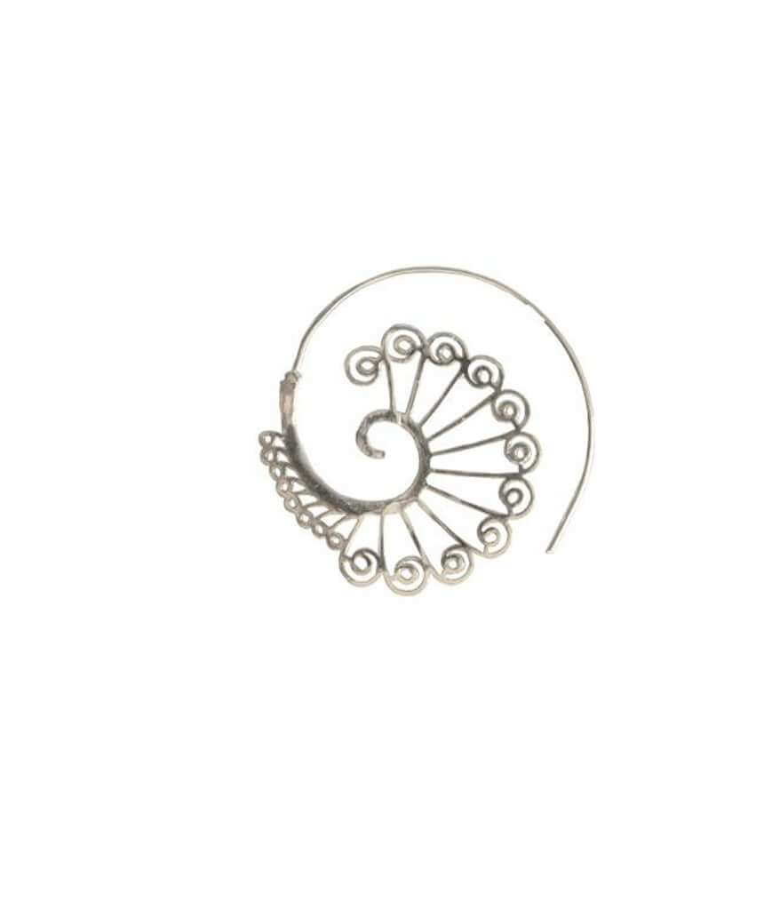 Silver Circular Peacock Earrings