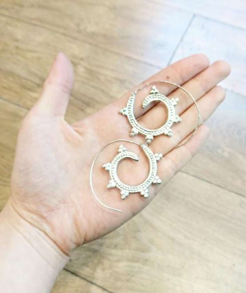 Silver Circular Swivel Hoop Earrings