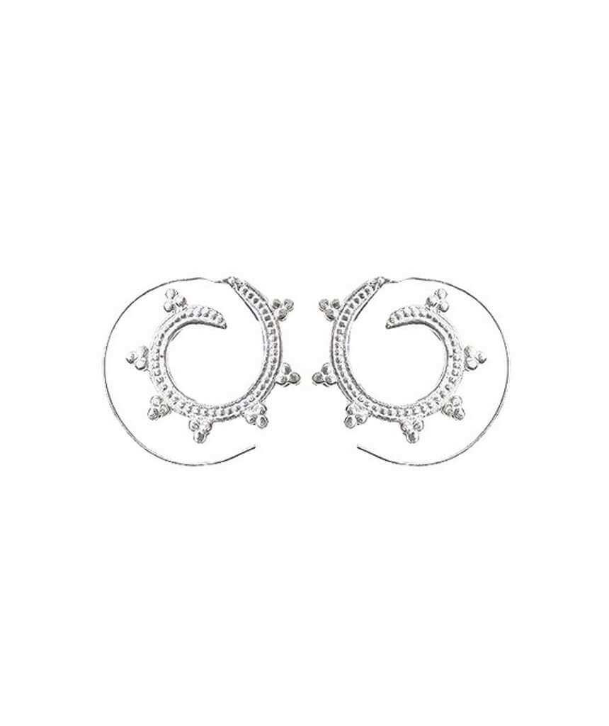 Silver Circular Swivel Hoop Earrings