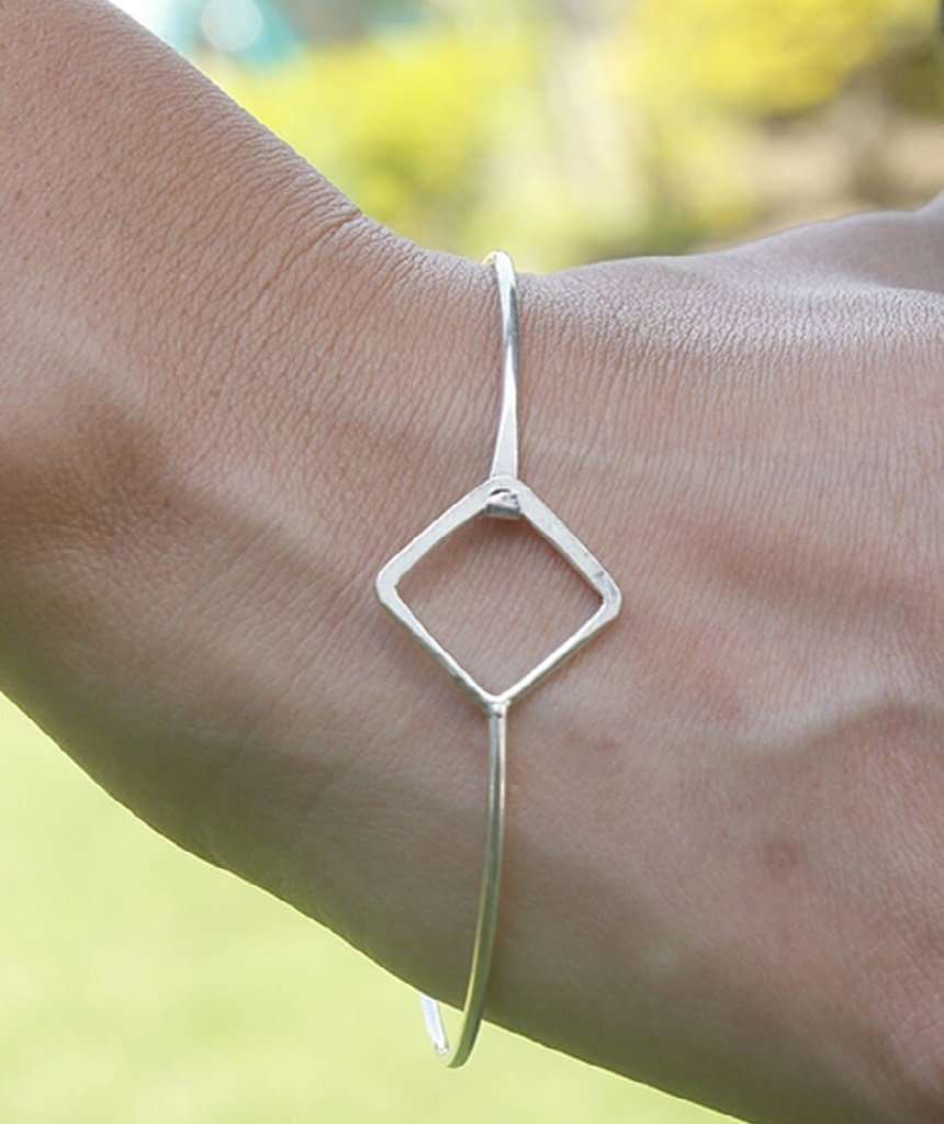 Silver Diamond Bangle Bracelet