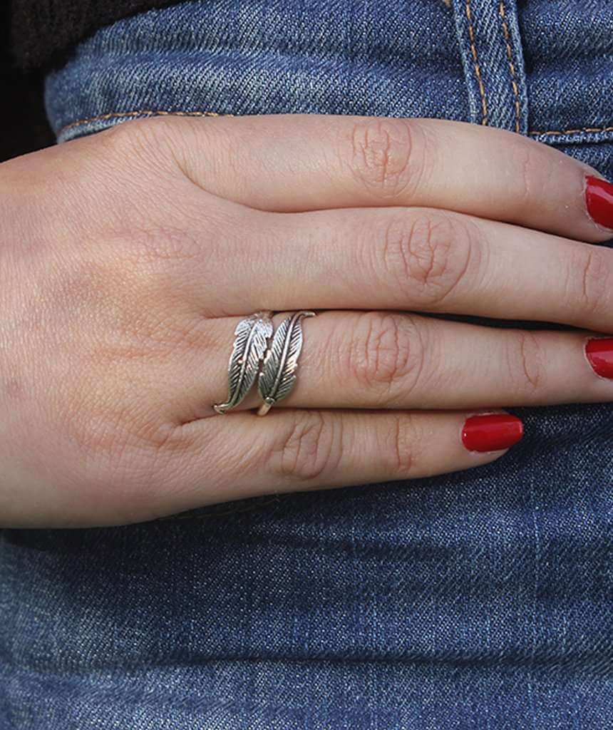 Silver Double Feather Ring