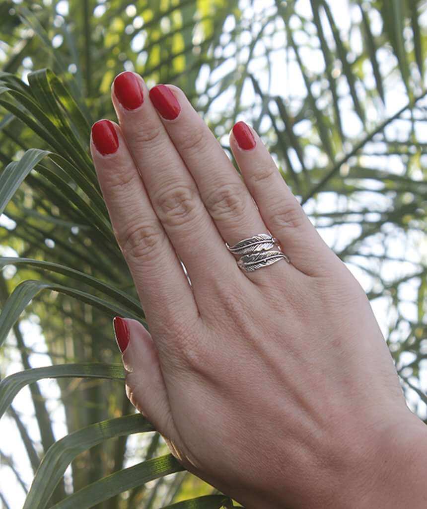 Silver Double Feather Ring