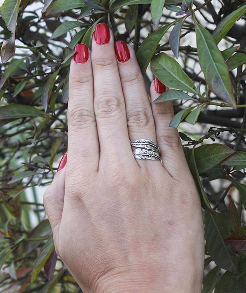 Silver Double Feather Ring