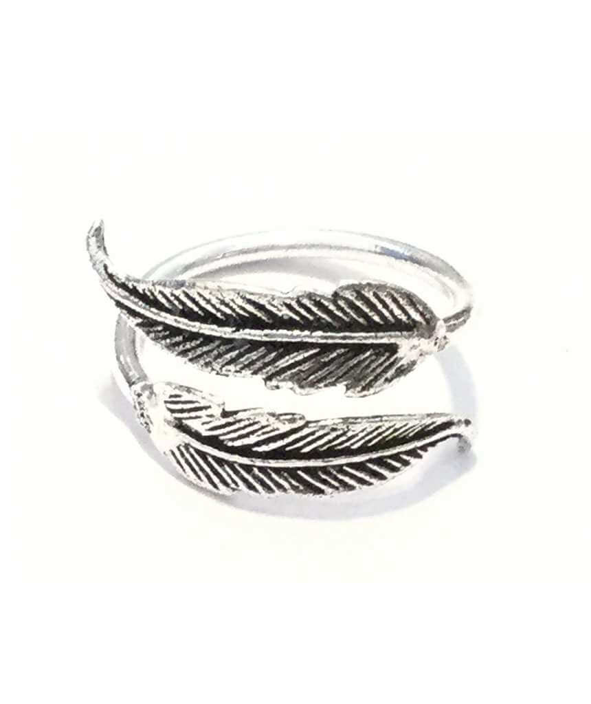 Silver Double Feather Ring