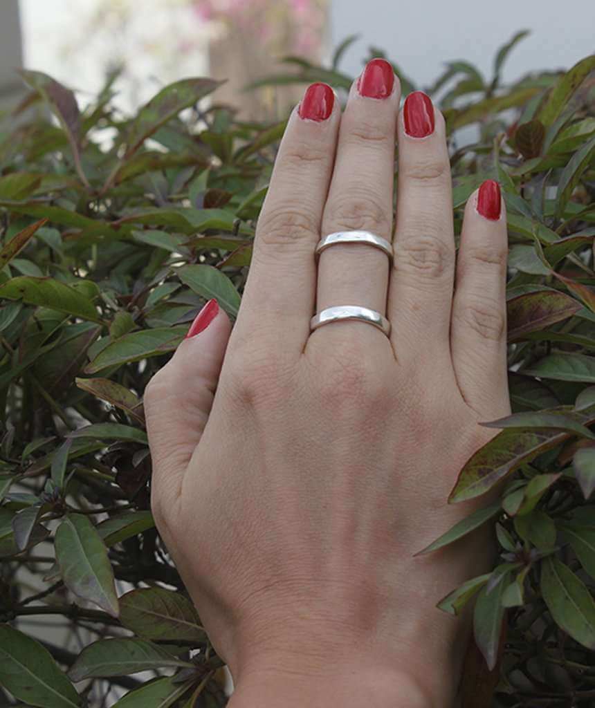 Silver Double Ring in One