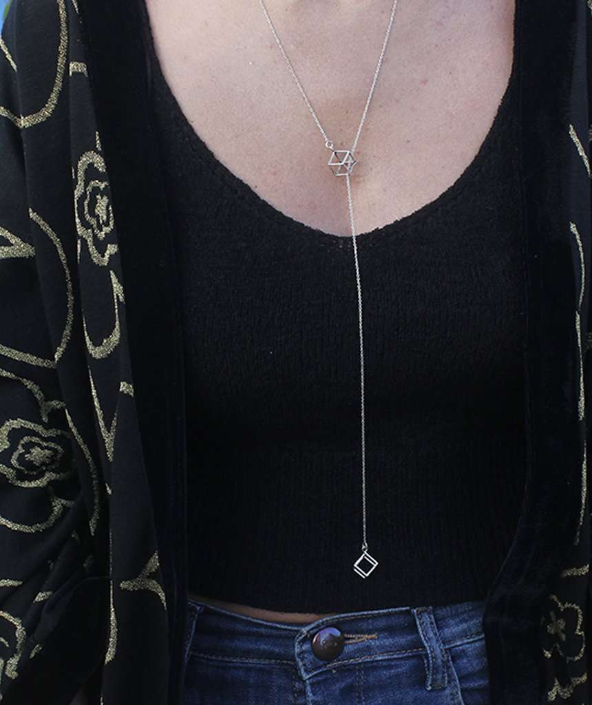 Silver Double Square Classic Necklace