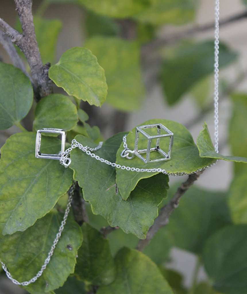 Silver Double Square Classic Necklace