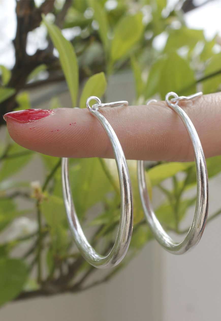 Silver Egyptian Hoop Earrings