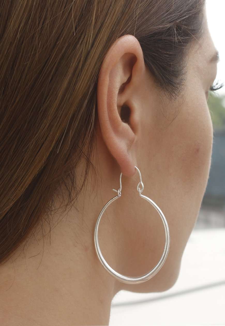 Silver Egyptian Hoop Earrings