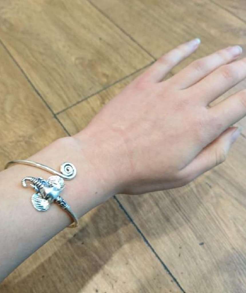 Silver Elephant Bangle Bracelet