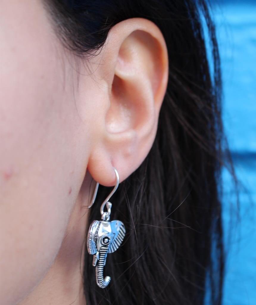 Silver Elephant Earrings