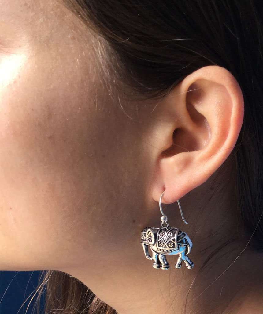 Silver Elephant Earrings