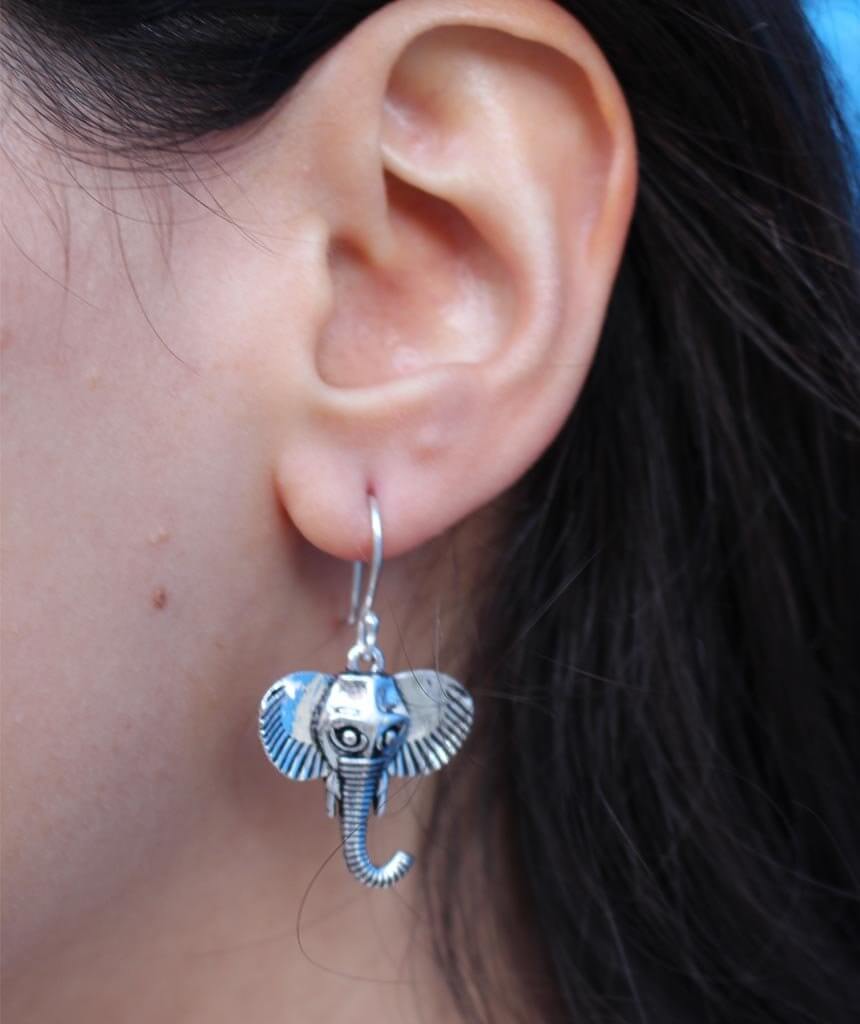 Silver Elephant Earrings