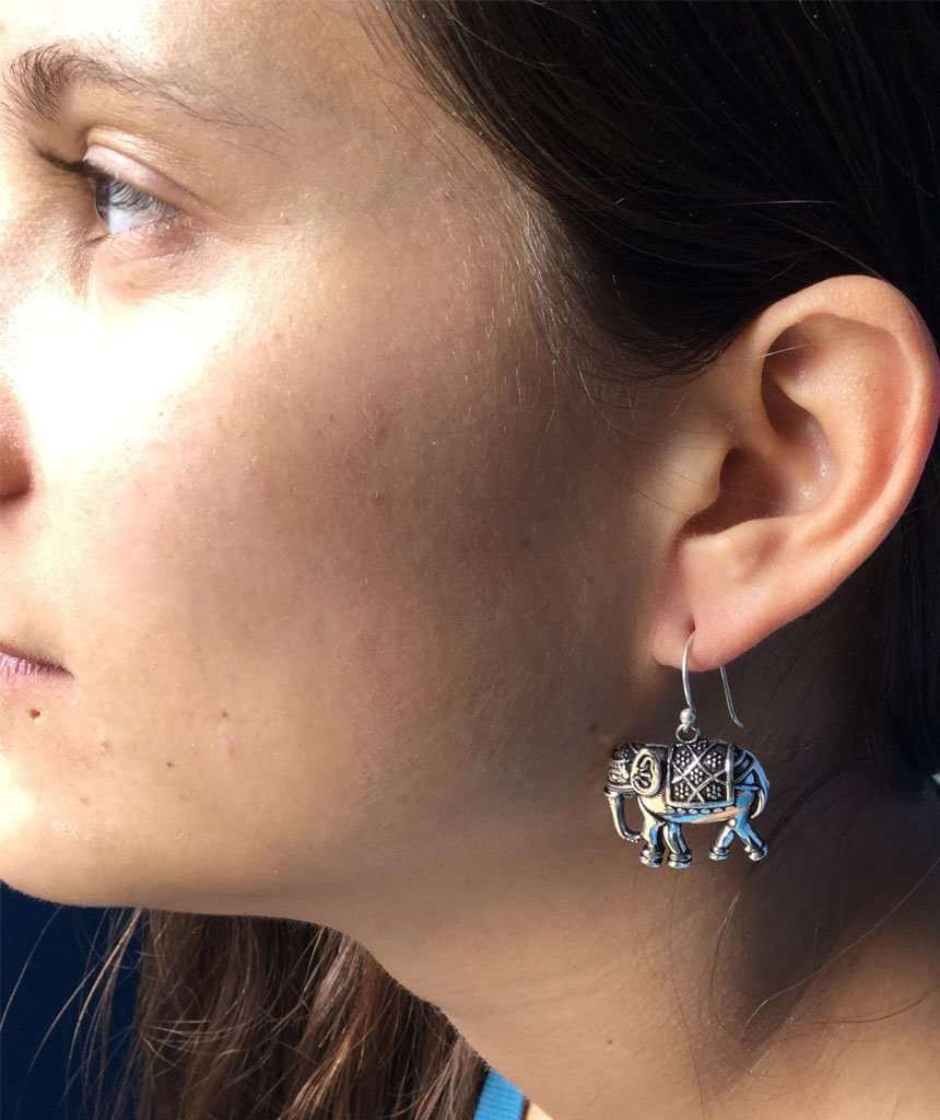 Silver Elephant Earrings