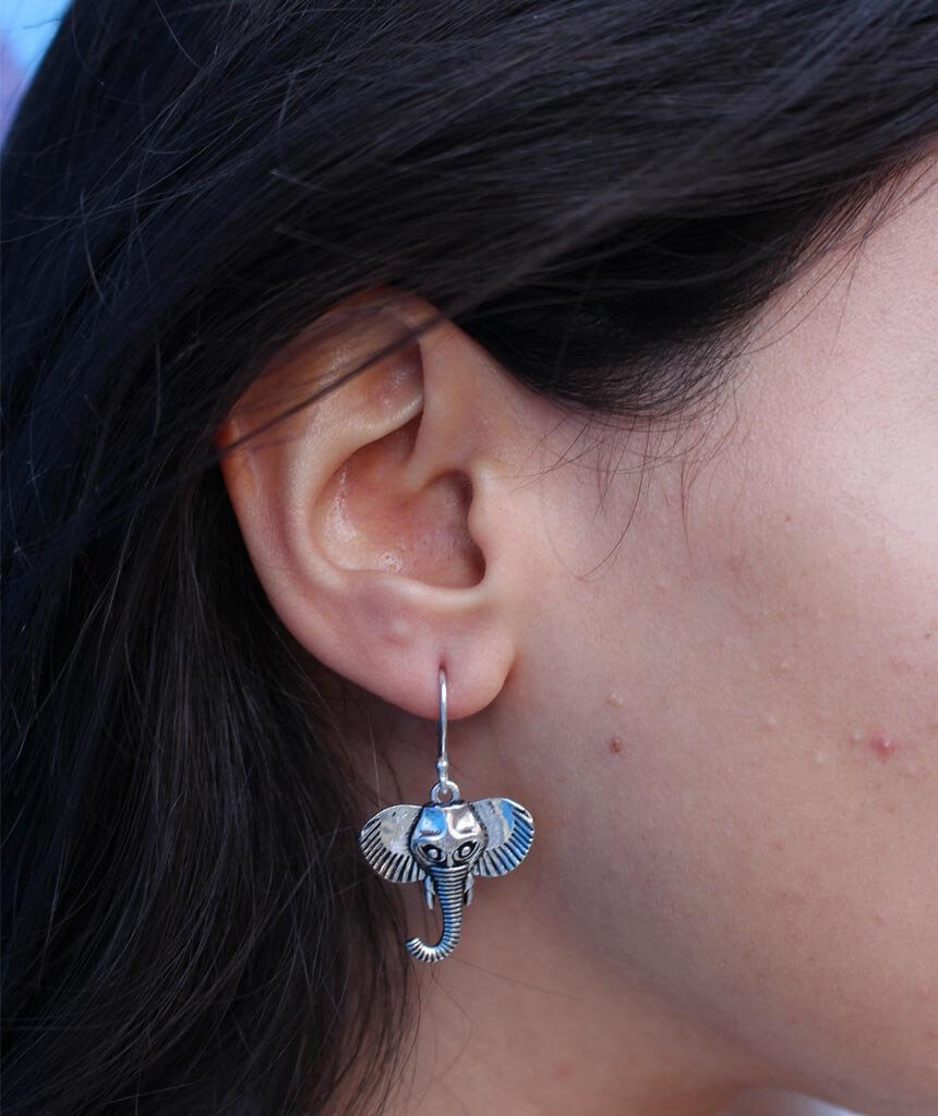 Silver Elephant Earrings