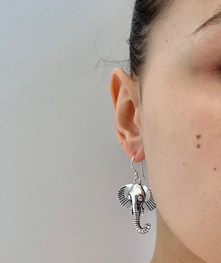 Silver Elephant Earrings