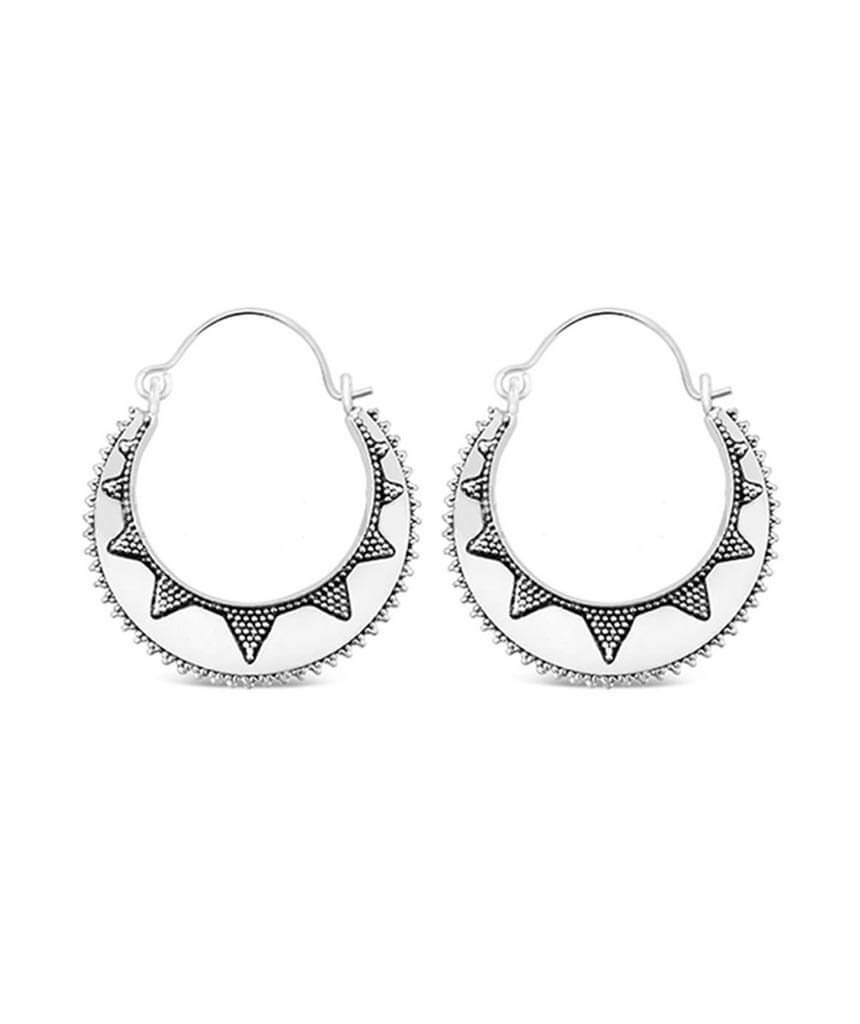 Silver ExtraLarge Semi Circular Sun Earrings