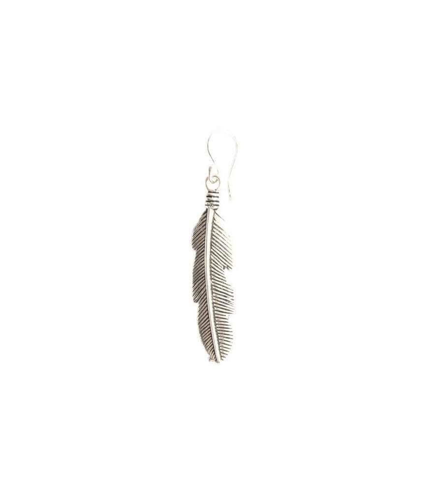 Silver Feather Drop Earrings