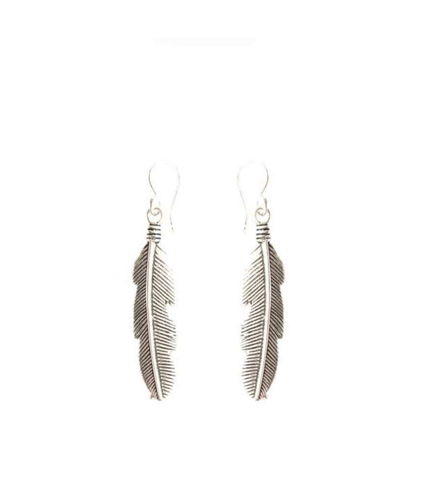Silver Feather Drop Earrings