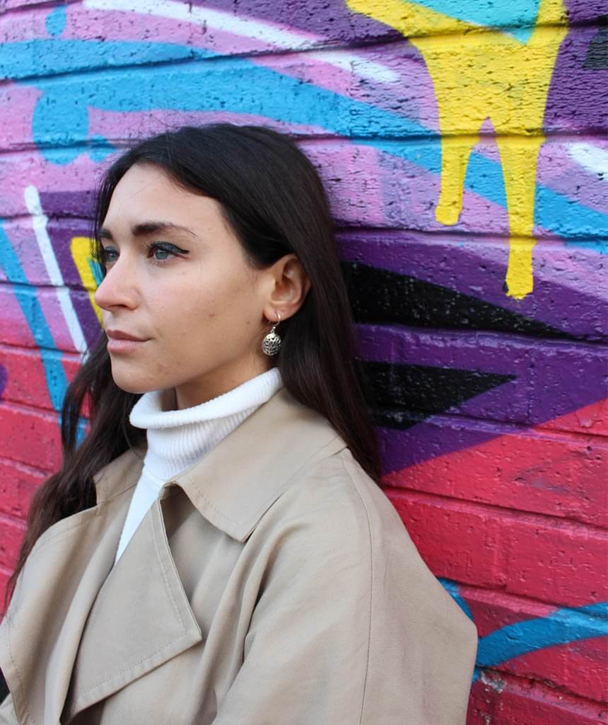 Silver Floral Drop Circle Earrings