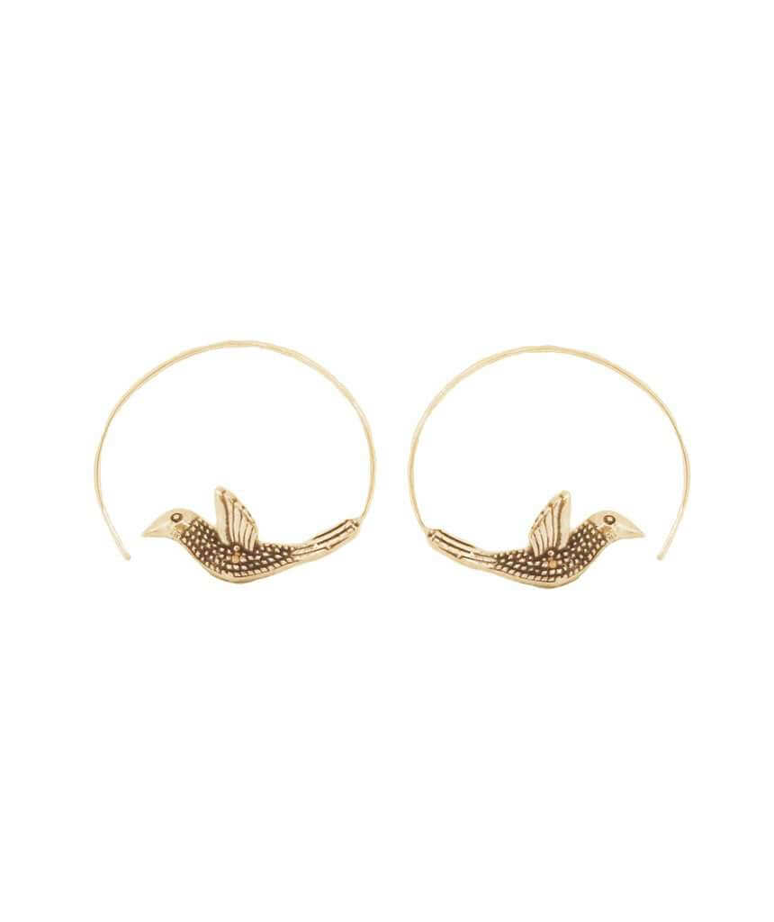 Silver Flying Bird Statement Earrings
