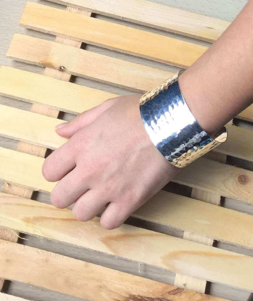 Silver Hammered Cuff Bracelet