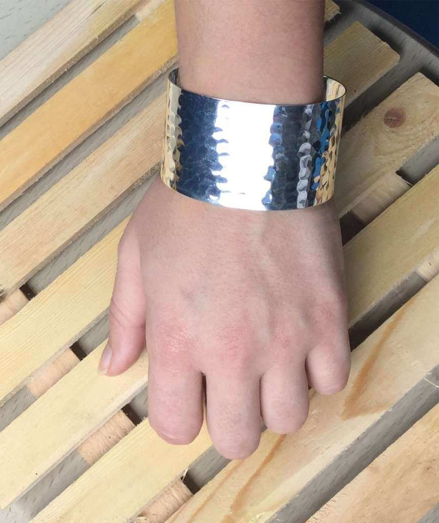 Silver Hammered Cuff Bracelet