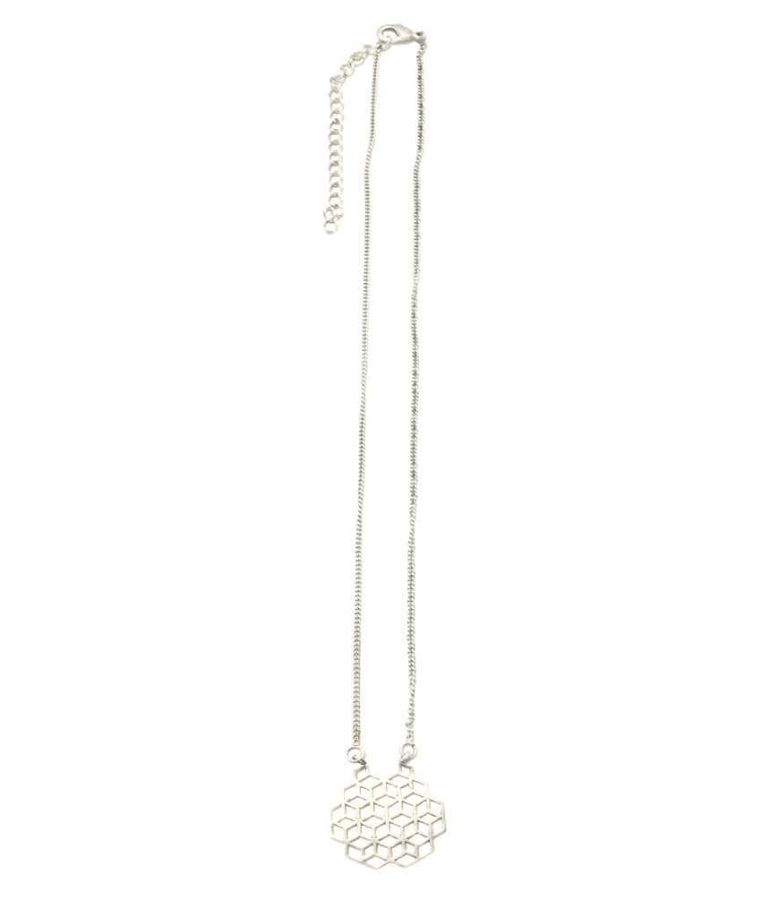 Silver Honeycomb Pendant Necklace