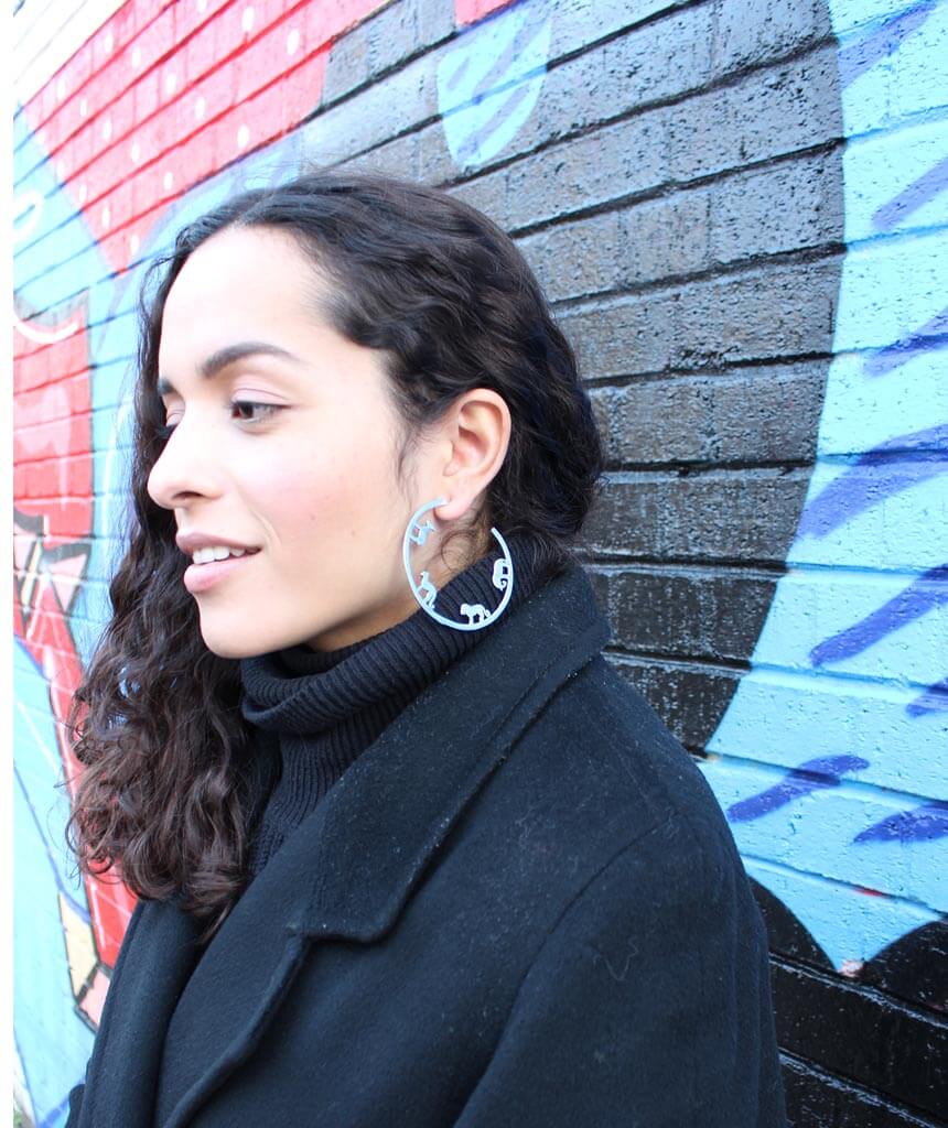 Silver Large Animal Hoop Earrings