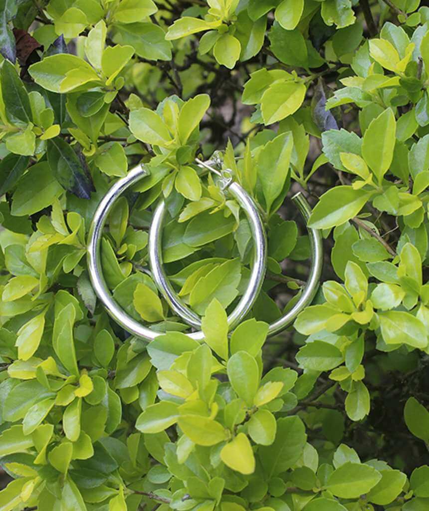 Silver Large Basic Semi-Open Hoop Earrings