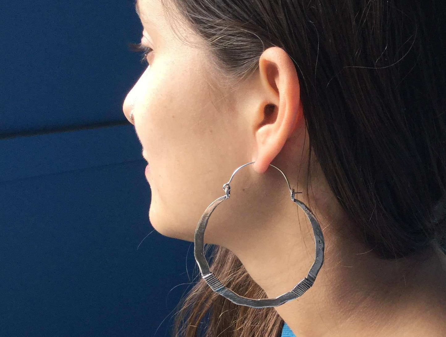 Silver Large Statement Hoop Earrings