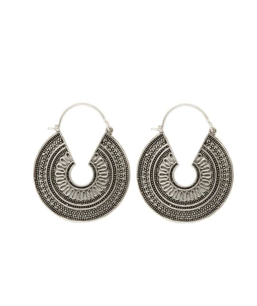 Silver Large Sun Dial Earrings