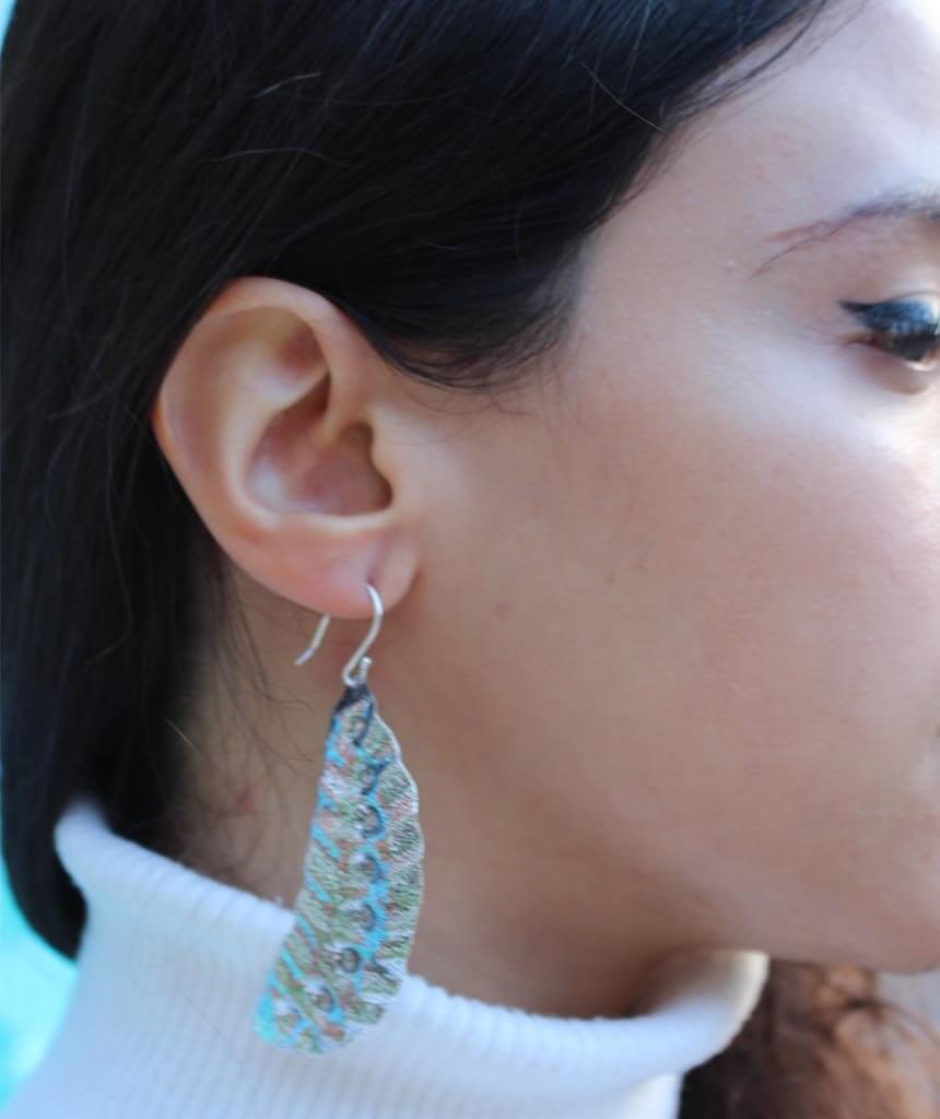 Silver Leaf Statement Earrings