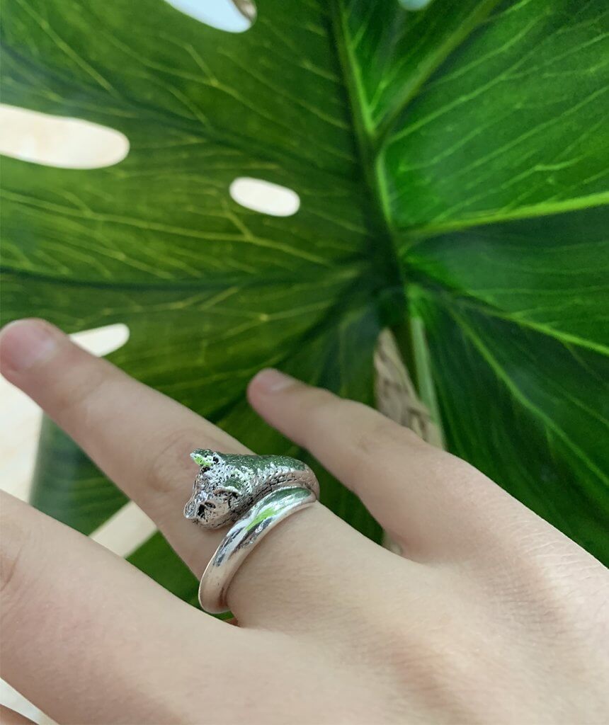 Silver Leopard Ring