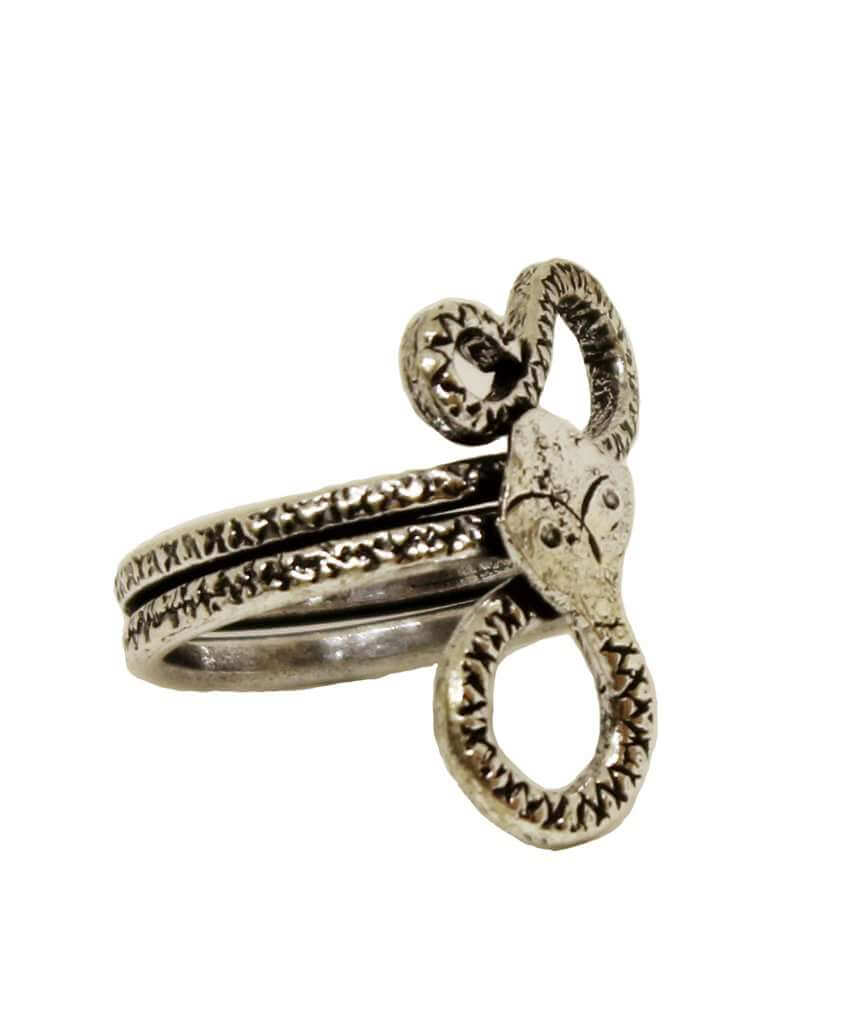 Silver Long Snake Statement Ring