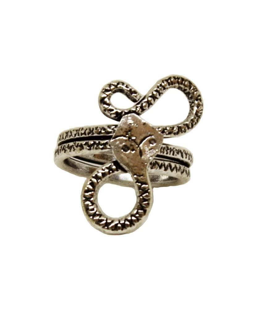Silver Long Snake Statement Ring