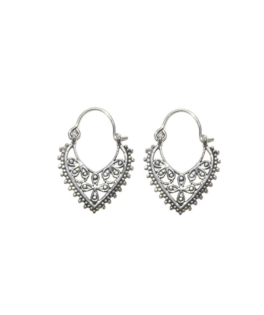 Silver Mandala Triangle Earrings