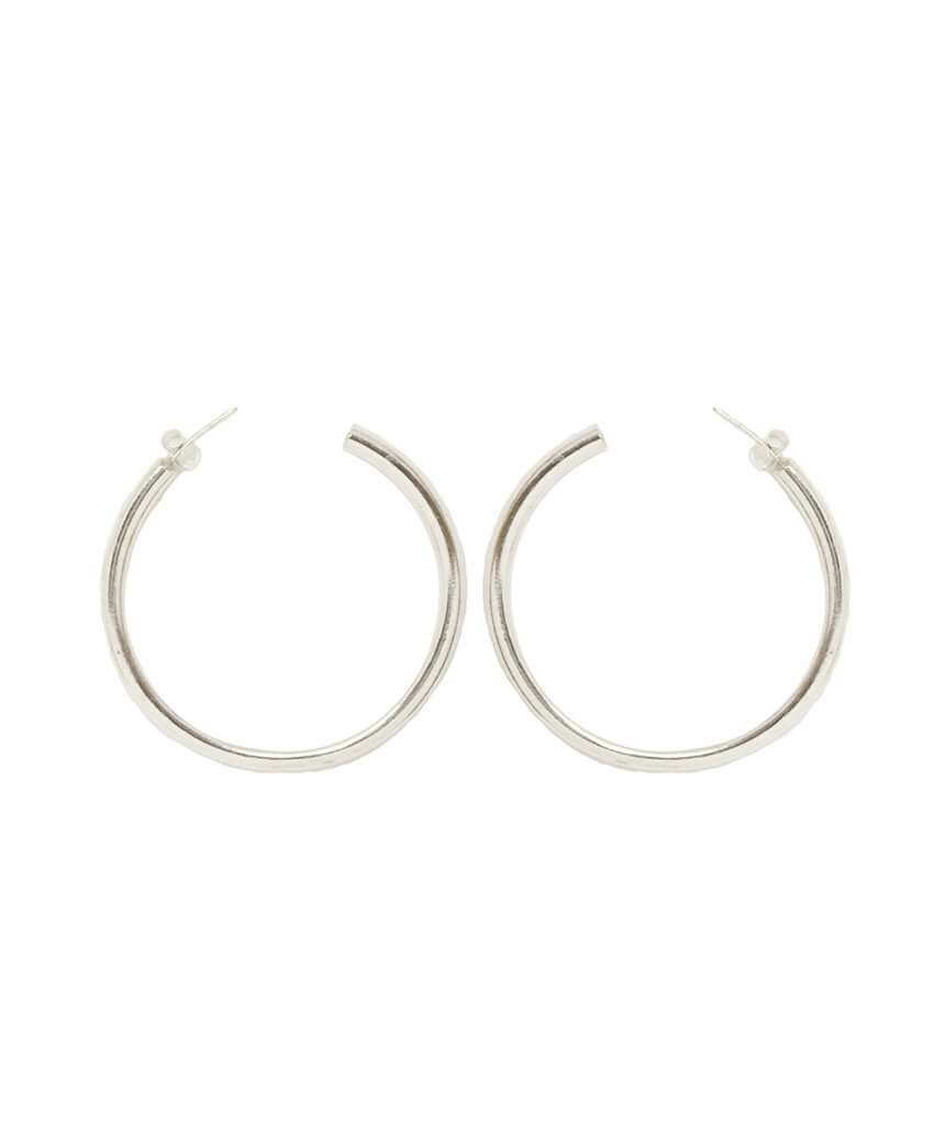 Silver Medium Basic Semi-Open Hoop Earrings