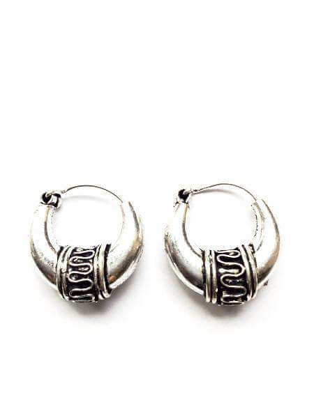 Silver Mini Ethnic Hoop Earrings