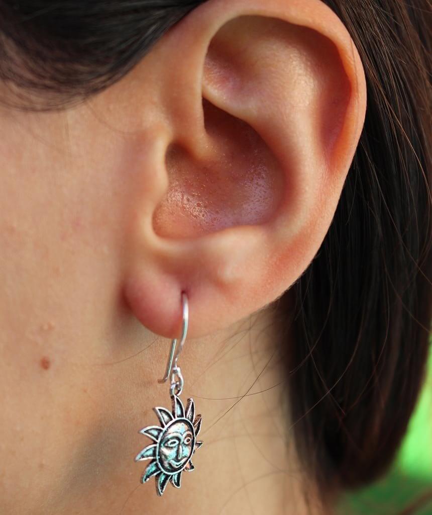 Silver Mini Sun Earrings