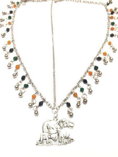 Silver Multicolor Elephant HeadChain