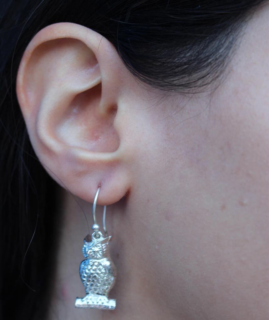 Silver Owl Earrings